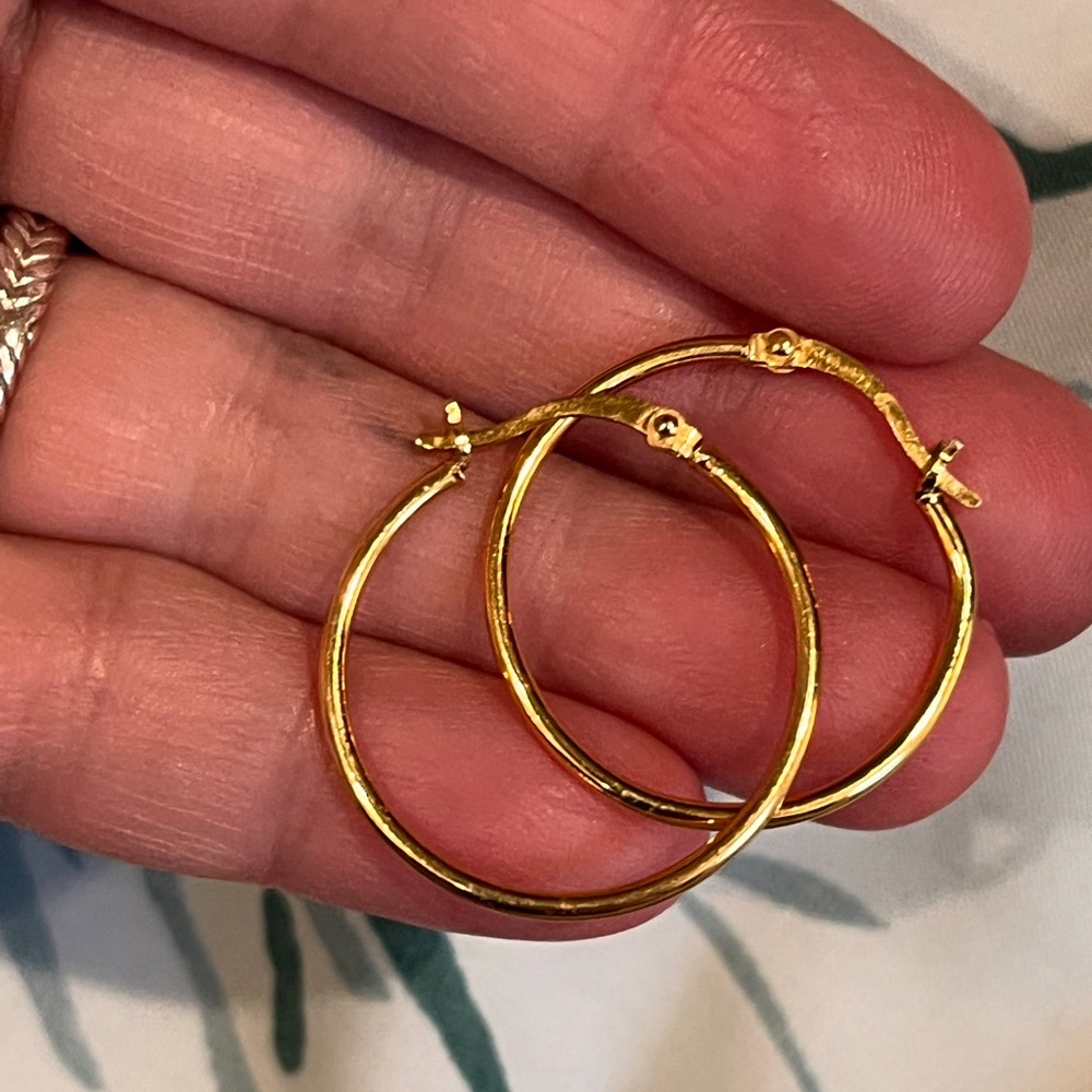 Gold Sterling Hoops, stamped 925